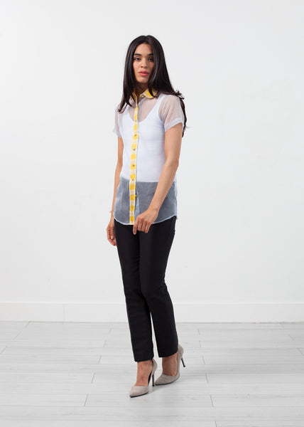 Sheer Button-Up Blouse in Pale Blue - gstuffpro.com