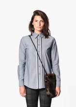 Chambray Boyfriend Shirt in Blue - gstuffpro.com