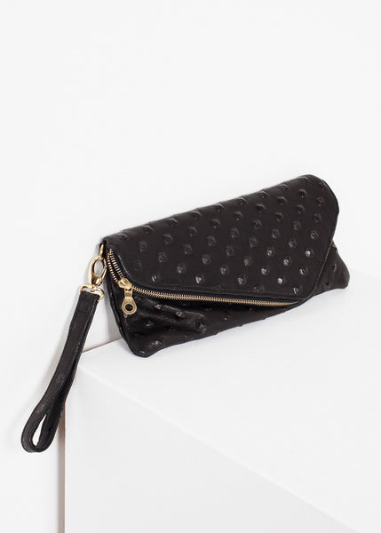 Roxanne Leather Clutch in Black - gstuffpro.com