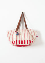 Woven Oversized Tote in Red Stripe - gstuffpro.com