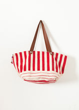 Woven Oversized Tote in Red Stripe - gstuffpro.com