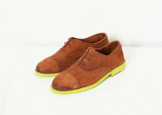 Suede Oxford in Natural/Lime - gstuffpro.com