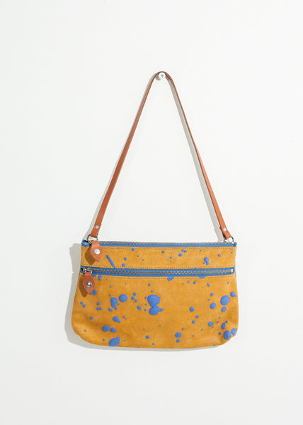 Ink Splatter Shoulder Bag in Mustard/Blue - gstuffpro.com
